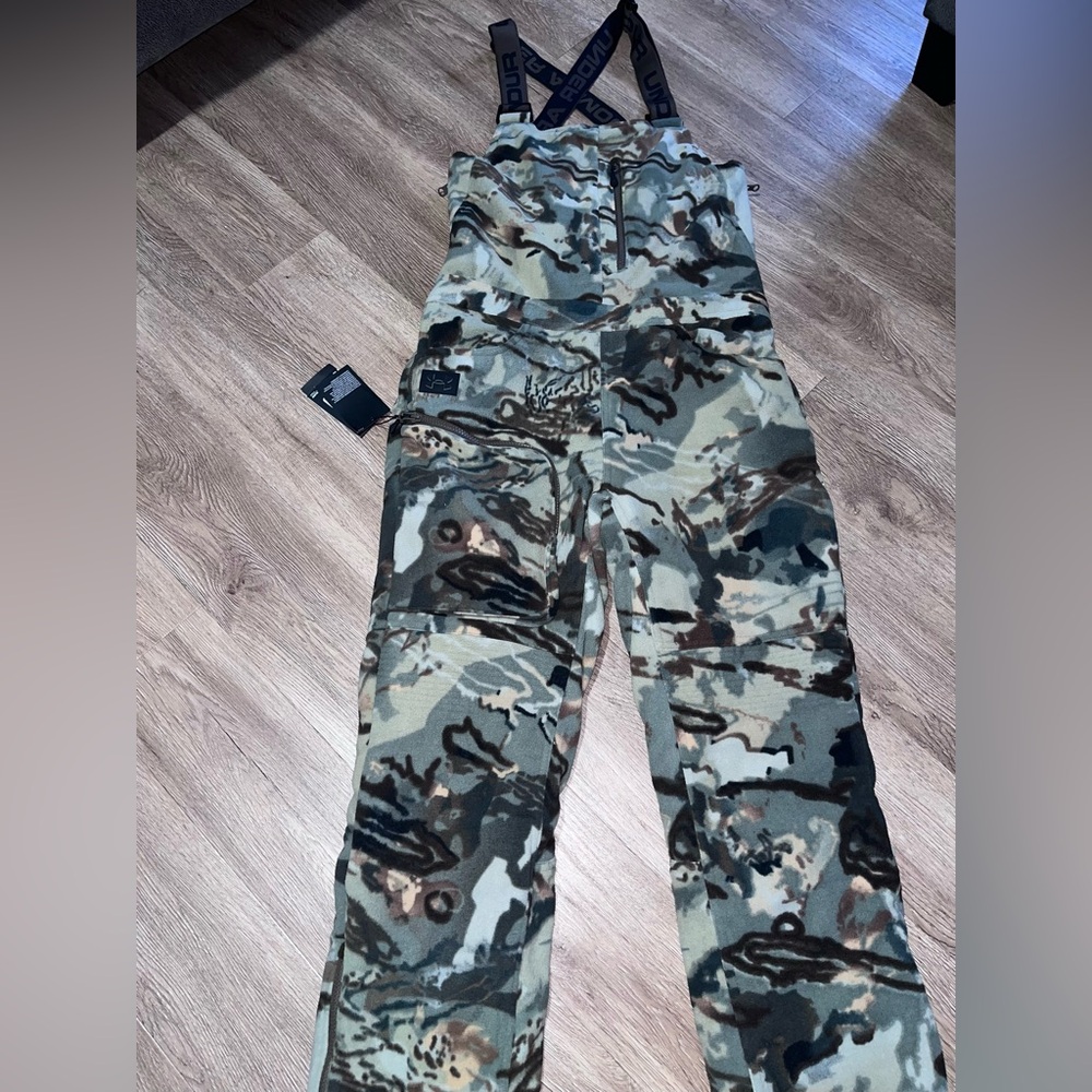 Under Armour Forest Camo Rut Bibs Windproof Microfleece Women's Small
